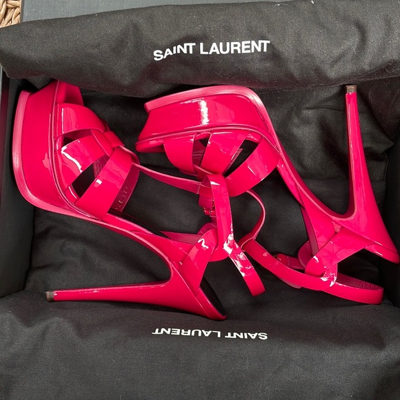 Yves Saint Laurent | Hot Pink Magenta Tribute T- Strap Platform - Picture 1 of 11